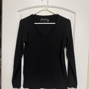 Eddie Bauer Black Long Sleeve V-Neck Top